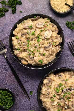 Creamy Mushroom and Veggie Risotto with Garlic Butter