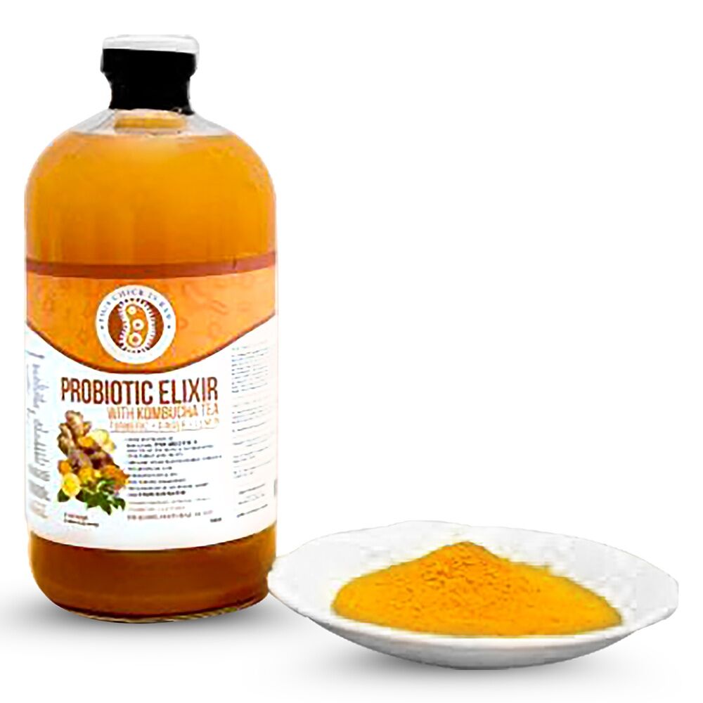 Probiotic Elixer: Turmeric, Ginger, Lemon w/ Kombucha Tea